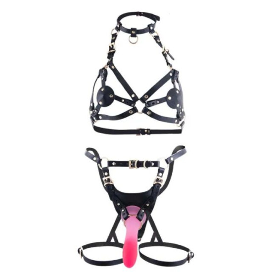 Упряж зі страпоном LOCKINK SEVANDA Queen Sheba Set with Pink Dildo