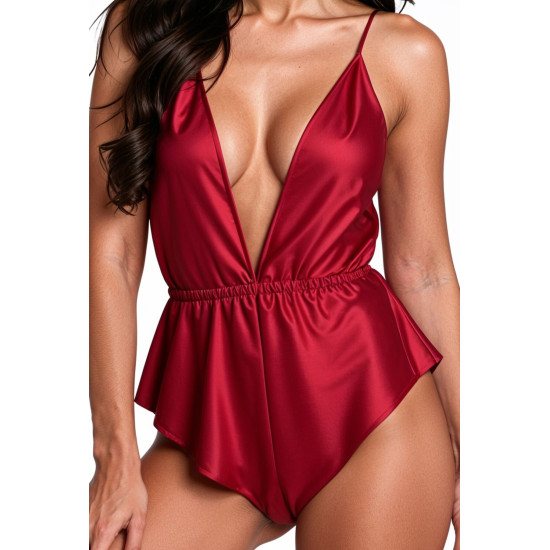 Эротическое боди, бордовое Passion Sensie Body Burgundy, XL