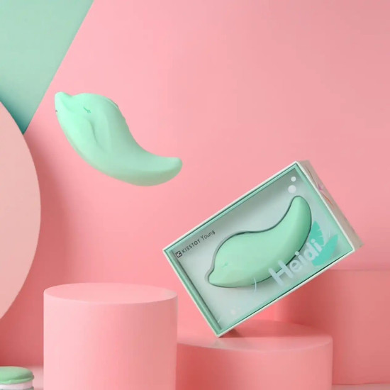 Вибратор и клиторальный стимулятор, зеленый Kisstoy Heidi Green