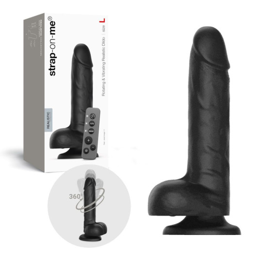Фаллоимитатор с вибрацией и ротацией, черный Strap-On-Me Rotating & Vibrating Realistic Dildo, размер L