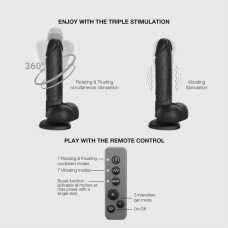 Фалоімітатор з вібрацією та ротацією, чорний Strap-On-Me Rotating & Vibrating Realistic Dildo, розмір L