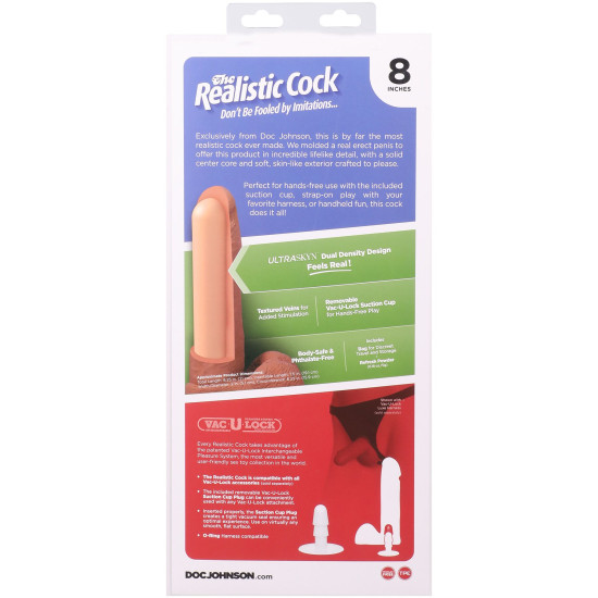 Фалоімітатор з мошонкою, довжина 20.3 см, карамельний Doc Johnson The Realistic Cock ULTRASKYN - 8 Inch with Balls Caramel