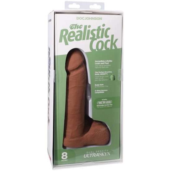 Фалоімітатор з мошонкою, довжина 20.3 см, карамельний Doc Johnson The Realistic Cock ULTRASKYN - 8 Inch with Balls Caramel