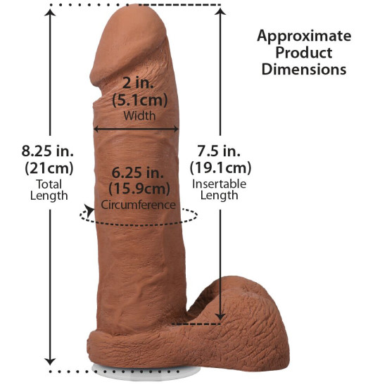 Фалоімітатор з мошонкою, довжина 20.3 см, карамельний Doc Johnson The Realistic Cock ULTRASKYN - 8 Inch with Balls Caramel