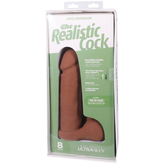 Фалоімітатор з мошонкою, довжина 20.3 см, карамельний Doc Johnson The Realistic Cock ULTRASKYN - 8 Inch with Balls Caramel