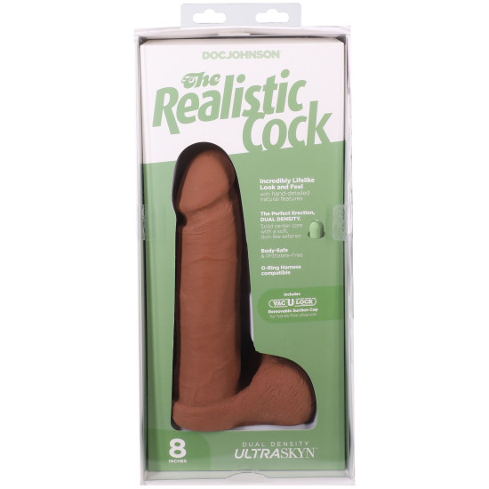 Фалоімітатор з мошонкою, довжина 20.3 см, карамельний Doc Johnson The Realistic Cock ULTRASKYN - 8 Inch with Balls Caramel