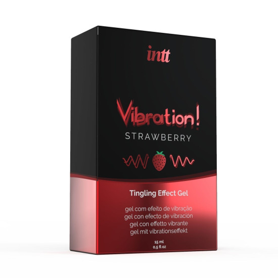 Рідкий вібратор із полуничним смаком Intt Vibration EXTRA GREEN Strawberry, 15 ml