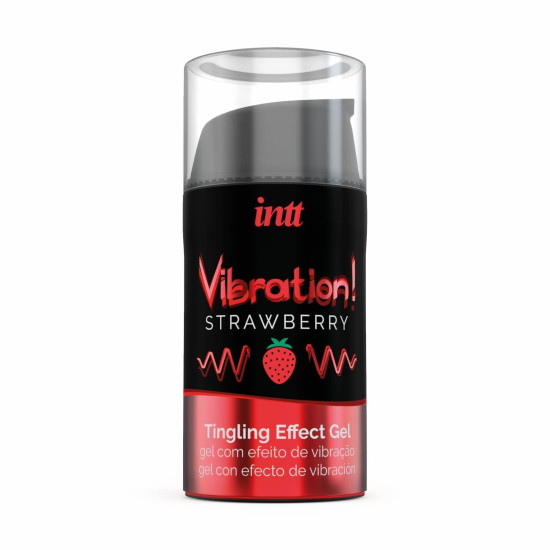 Рідкий вібратор із полуничним смаком Intt Vibration EXTRA GREEN Strawberry, 15 ml