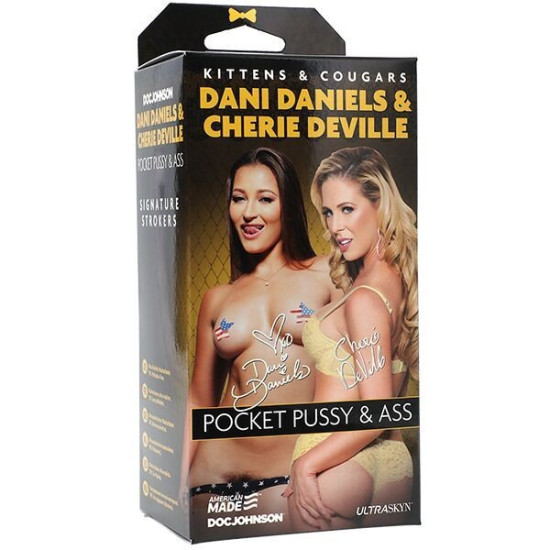 Двусторонний мастурбатор (попка и вагина) со слепков Dani Daniels и Cherie Deville Doc Johnson Dani Daniels / Cherie Deville ULTRASKYN