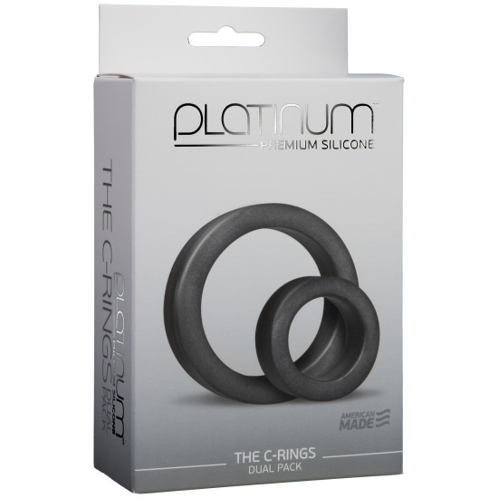 Набір ерекційних кілець, сірі Doc Johnson Platinum Premium Silicone The C-Rings Charcoal