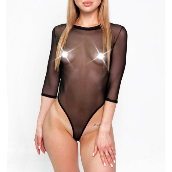 Сексуальне прозоре боді-сітка з рукавами, чорне Art of Sex Sheril Black, XS-M