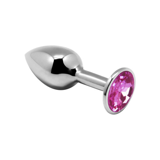 Металева анальна пробка з рожевим стразом, діаметр 3,4 см, довжина 8 см Alive Mini Metal Butt Plug Pink, M