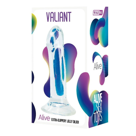 Прозорий фалоімітатор, довжина 18 см, діаметр 4,5 см Alive Valiant Jelly Dildo