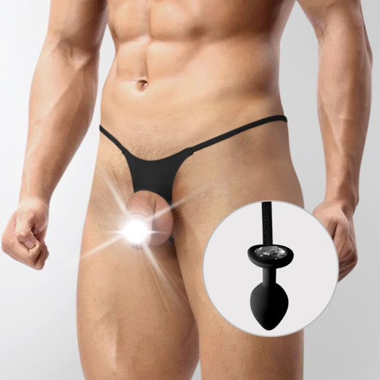 Чоловічі труси з силіконовою анальною пробкою, чорні Art of Sex Joni Panties Black Plug Size, S