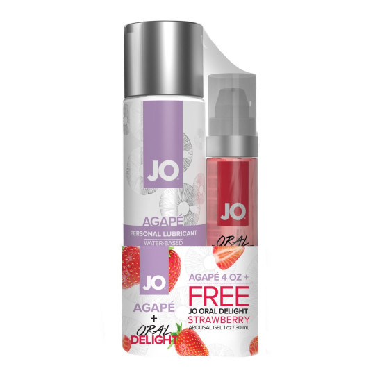 Набір лубрикантів (Agapé 120 ml + збудливий їстівний полуничний гель Oral Delight Strawberry 30 ml) JO GWP