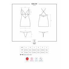Сатиновый комплект для сна с кружевом (сорочка), чёрный Obsessive 828-CHE-1 Chemise & Thong Black, L/XL