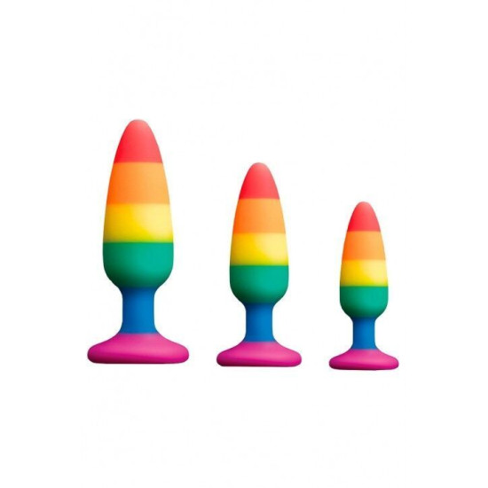 Силіконова анальна пробка, діаметр 2,4 см, різнокольорова Wooomy Hiperloo Silicone Rainbow Plug, S