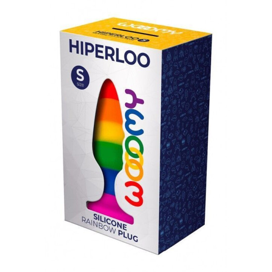 Силіконова анальна пробка, діаметр 2,4 см, різнокольорова Wooomy Hiperloo Silicone Rainbow Plug, S