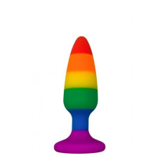 Силіконова анальна пробка, діаметр 2,4 см, різнокольорова Wooomy Hiperloo Silicone Rainbow Plug, S