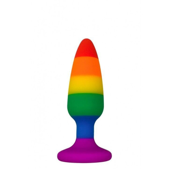 Силіконова анальна пробка, діаметр 2,4 см, різнокольорова Wooomy Hiperloo Silicone Rainbow Plug, S