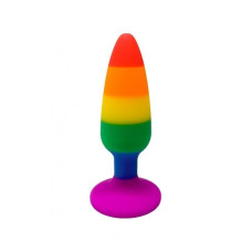 Силіконова анальна пробка, діаметр 2,4 см, різнокольорова Wooomy Hiperloo Silicone Rainbow Plug, S
