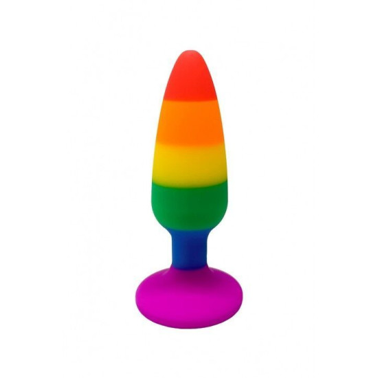Силіконова анальна пробка, діаметр 2,4 см, різнокольорова Wooomy Hiperloo Silicone Rainbow Plug, S