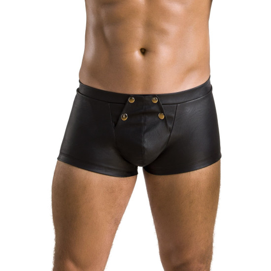 Кожаные боксеры с клапаном, черные Passion 050 Short Patrick Black, S/M