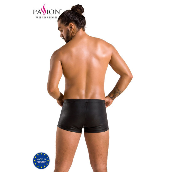 Кожаные боксеры с клапаном, черные Passion 050 Short Patrick Black, S/M