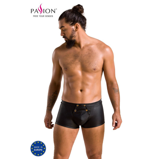 Кожаные боксеры с клапаном, черные Passion 050 Short Patrick Black, S/M