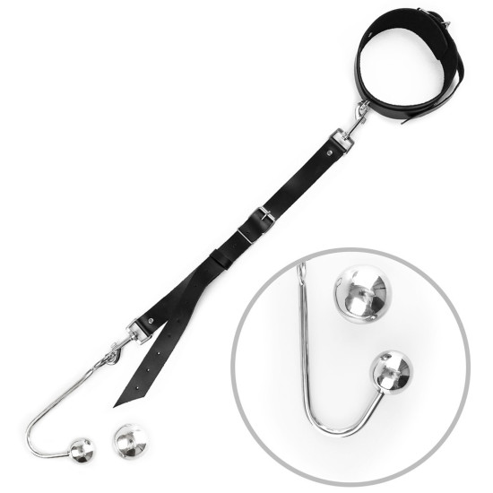Анальный крюк с ошейником из натуральной кожи, модель 4, черный Art of Sex Anal Hook 4 Black