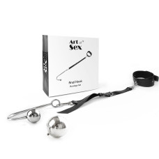 Анальный крюк с ошейником из натуральной кожи, модель 4, черный Art of Sex Anal Hook 4 Black