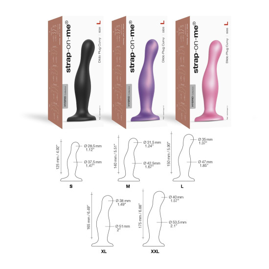 Насадка для страпона Strap-On-Me Dildo Plug Curvy Rose Dragee Metallic, M