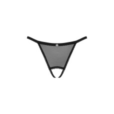 Прозорі стрінги з відкритим доступом до промежини, чорні Obsessive Celia Noir Crotchless Thong, XS/S