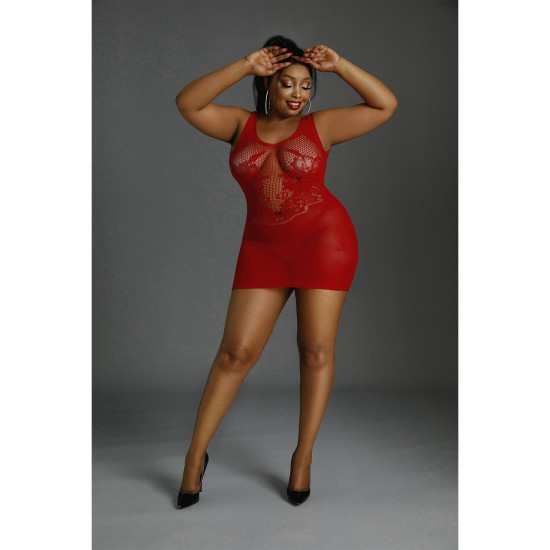 Плаття-бодістокінг, червоне Moonlight Plus Model 08 Red, XL-XXXL