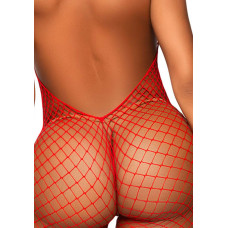 Эротический сетчатый бодистокинг, красный Leg Avenue Racer Neck Bodystocking Red