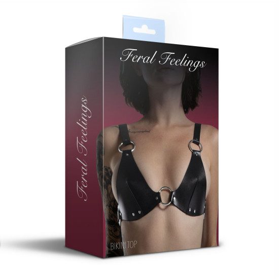 Класичний ліф з натуральної шкіри, чорний Feral Feelings Black Bikini Top