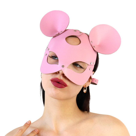 Шкіряна маска зайчика, рожева Art of Sex Mouse Mask Pink