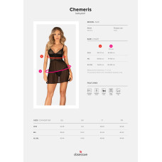 Еротичний комплект (пеньюар та стрінги) Obsessive Chemeris Babydoll & Thong, XS/S