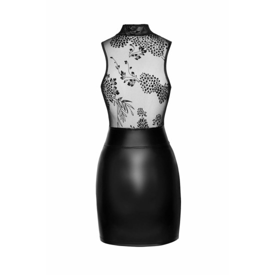 Короткое платье с юбкой из материала с мокрым эффектом и тюлевым верхом Noir Handmade F241 Short Dress with Powerwetlook Skirt and Tulle Top, S