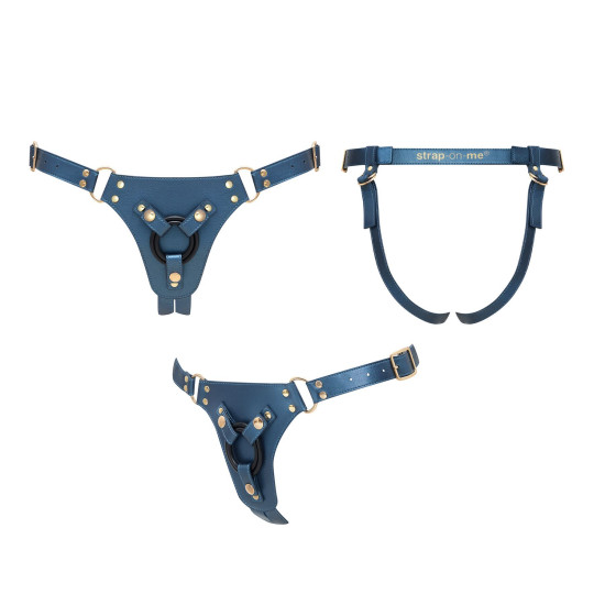 Трусики для страпона, сині Strap-On-Me Leatherette Harness Generous Blue, One Size