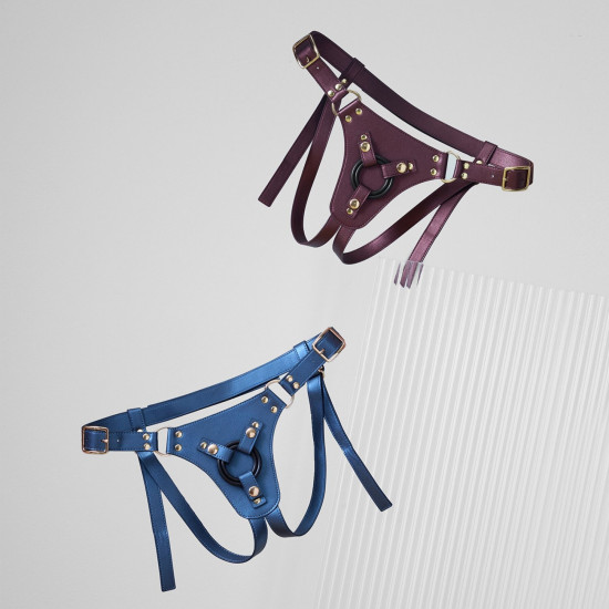 Трусики для страпона, сині Strap-On-Me Leatherette Harness Generous Blue, One Size