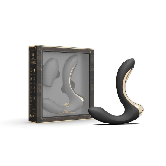 Вибратор для точки G с пульсацией и вакуумной насадкой, черный Zalo Talis G-Spot PulseWave Vibrator Obsidian Black