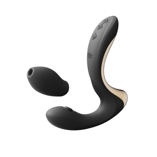 Вибратор для точки G с пульсацией и вакуумной насадкой, черный Zalo Talis G-Spot PulseWave Vibrator Obsidian Black