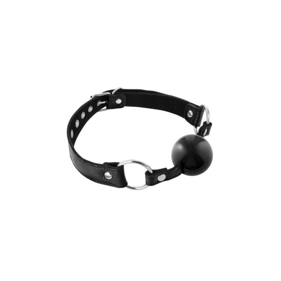 Шкіряний кляп із силіконовою кулею, чорний Fetish Tentation Premium Leather Gag with Silicone Ball Black