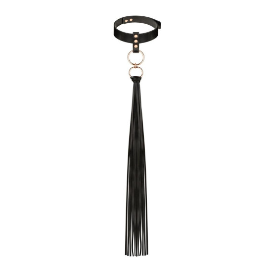 Ошейник с флоггером, черный Rosy Gold Collar with Flogger Black