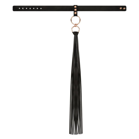 Ошейник с флоггером, черный Rosy Gold Collar with Flogger Black