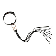 Ошейник с флоггером, черный Rosy Gold Collar with Flogger Black