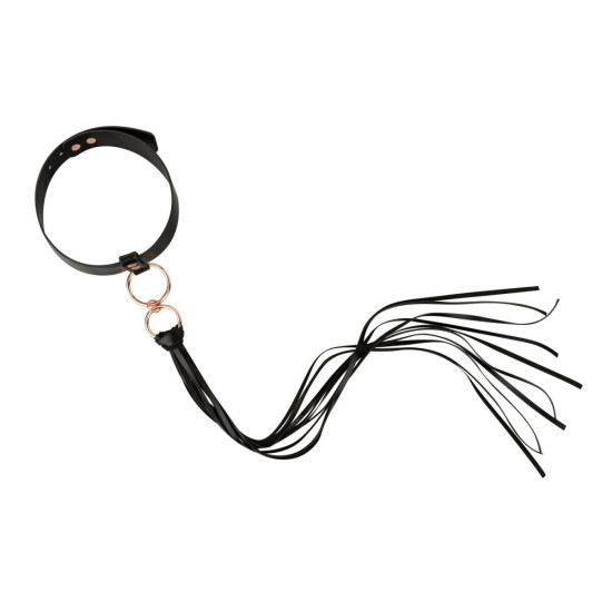 Ошейник с флоггером, черный Rosy Gold Collar with Flogger Black