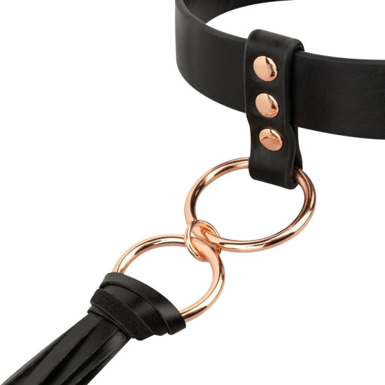 Ошейник с флоггером, черный Rosy Gold Collar with Flogger Black