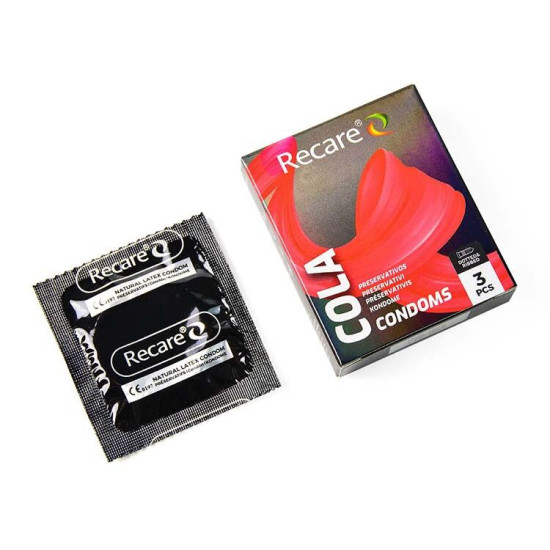 Презервативи з пухирцями та ребрами з ароматом коли, 3 шт Holographic Recare Cola Dotted&Ribbed Condoms